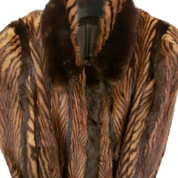 Luxurious Vintage Ranch Demi Two Tone Brown Mink Fur Long Coat Mint Condition - Picture 1 of 5